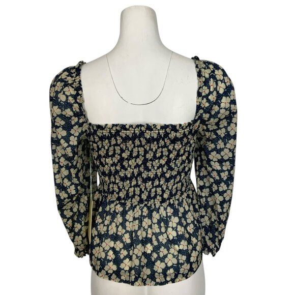 Trovata Birds Of Paradis Alize Blouse XS Blue Floral NEW - Picture 2 of 13